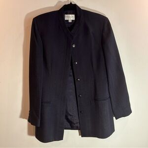 EMANUEL UNGARO Sz 6 Textured Pattern Lined Longer Line Smooth Lapel Blazer